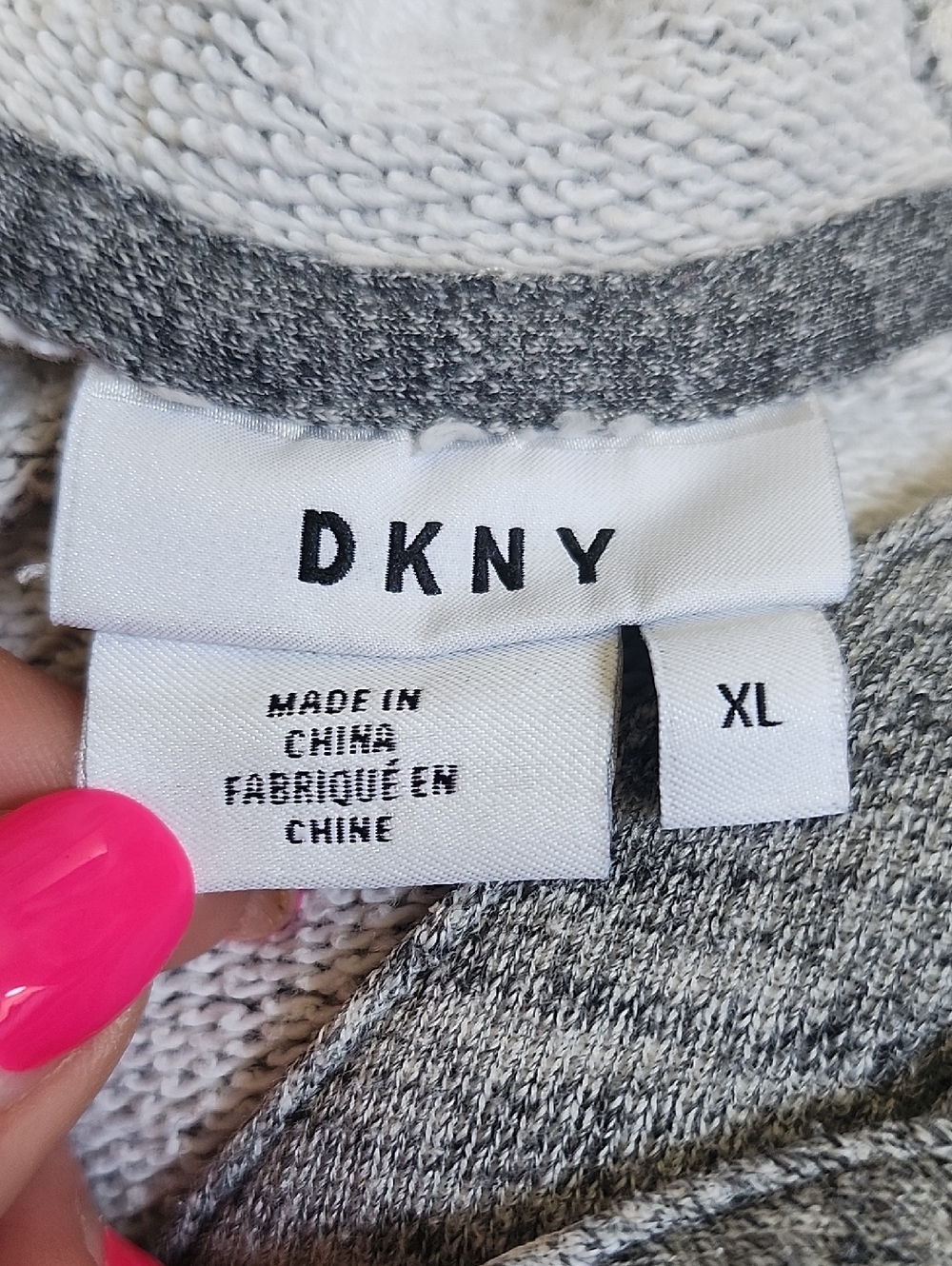 DKNY Terry Cloth/ Sweatpants Material Gray Hooded Midi Dress Swim Cover Up, XL - Picture 4 of 6